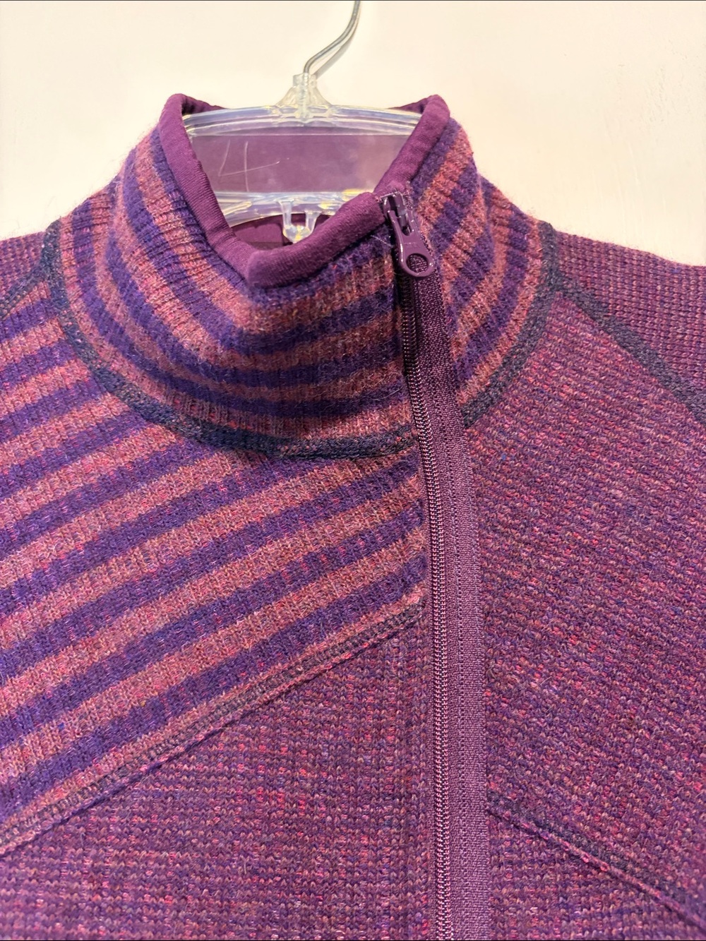 Title Nine Wool Blend Full Zip Sweater Jacket Zip Pockets Purple Outdoors SZ XS - Picture 5 of 8